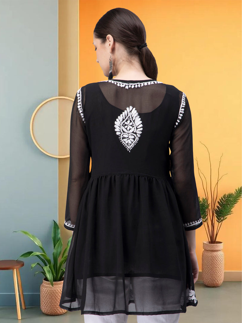 Seva Chikan Hand Embroidered Georgette Lucknowi Chikan Top