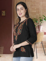 Load image into Gallery viewer, Seva Chikan Hand Embroidered Cotton Lucknowi Chikan Short Top
