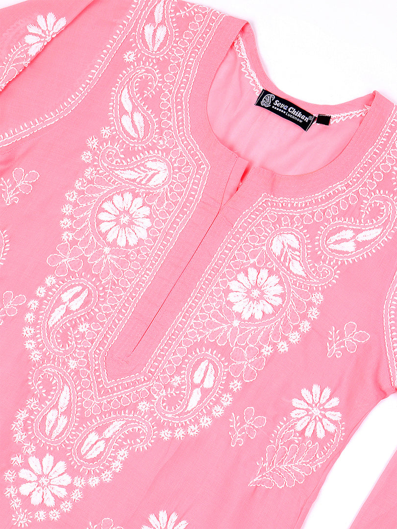 Seva Chikan Hand Embroidered Cotton Lucknowi Chikankari Kurta Set