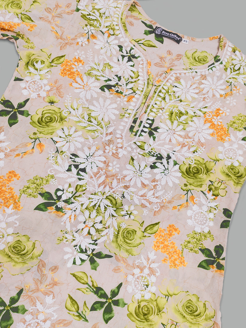 Seva Chikan Hand Embroidered Mal Mal Lucknowi Chikankari Kurta