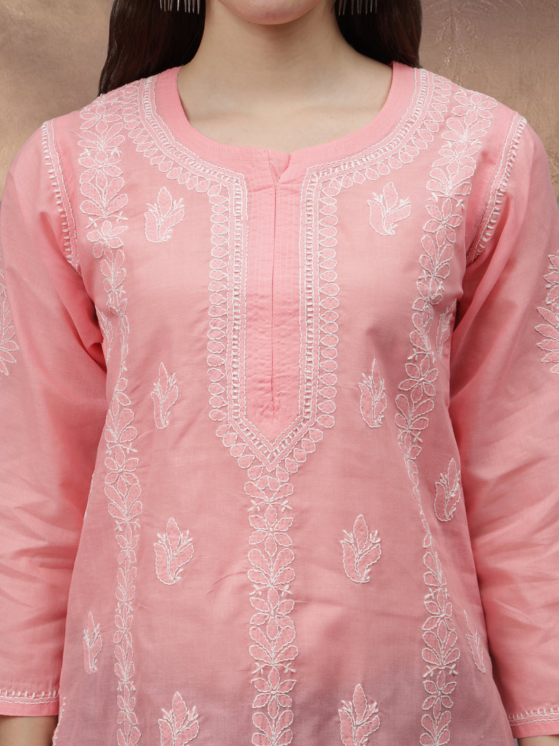 Seva Chikan Hand Embroidered Terivoil Cotton Lucknowi Chikankari Kurta