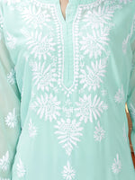 Load image into Gallery viewer, Seva Chikan Hand Embroidered Georgette Lucknowi Chikan Kurti With Slip