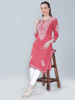 Load image into Gallery viewer, Seva Chikan Hand Embroidered Rayon Lucknowi Chikankari Kurta
