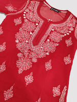 Load image into Gallery viewer, Seva Chikan Hand Embroidered Georgette Chikankari Kurta With Matching Slip