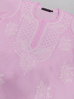 Load image into Gallery viewer, Seva Chikan Hand Embroidered Terivoil Cotton Lucknowi Chikan Kurti