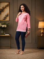 Load image into Gallery viewer, Seva Chikan Hand Embroidered Cotton Lucknowi Chikan Top