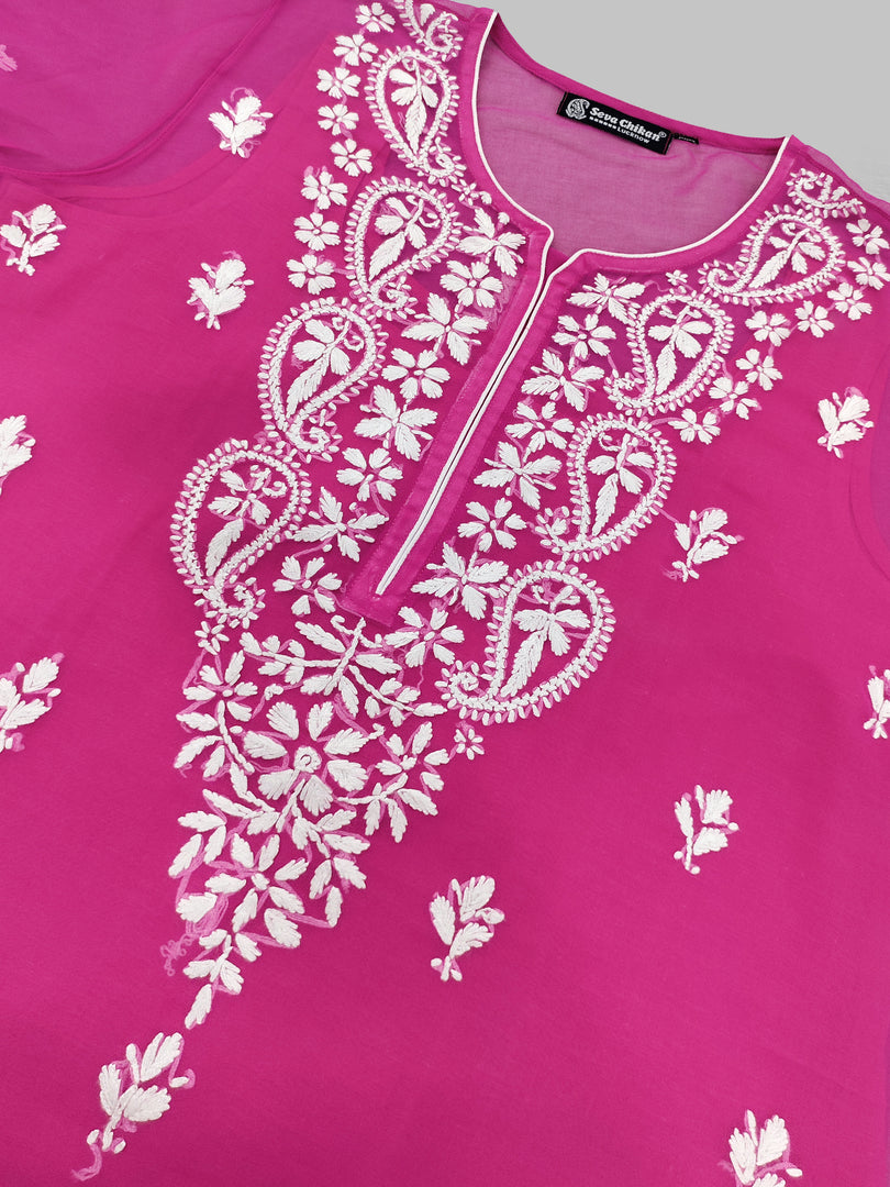 Seva Chikan Hand Embroidered Georgette Lucknowi Chikankari Top