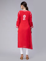 Load image into Gallery viewer, Seva Chikan Hand Embroidered Modal Cotton Lucknowi Chikan Kurti