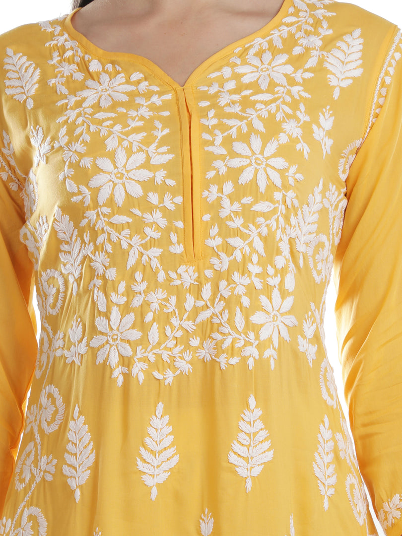 Seva Chikan Hand Embroidered Rayon Cotton Chikankari Kurta