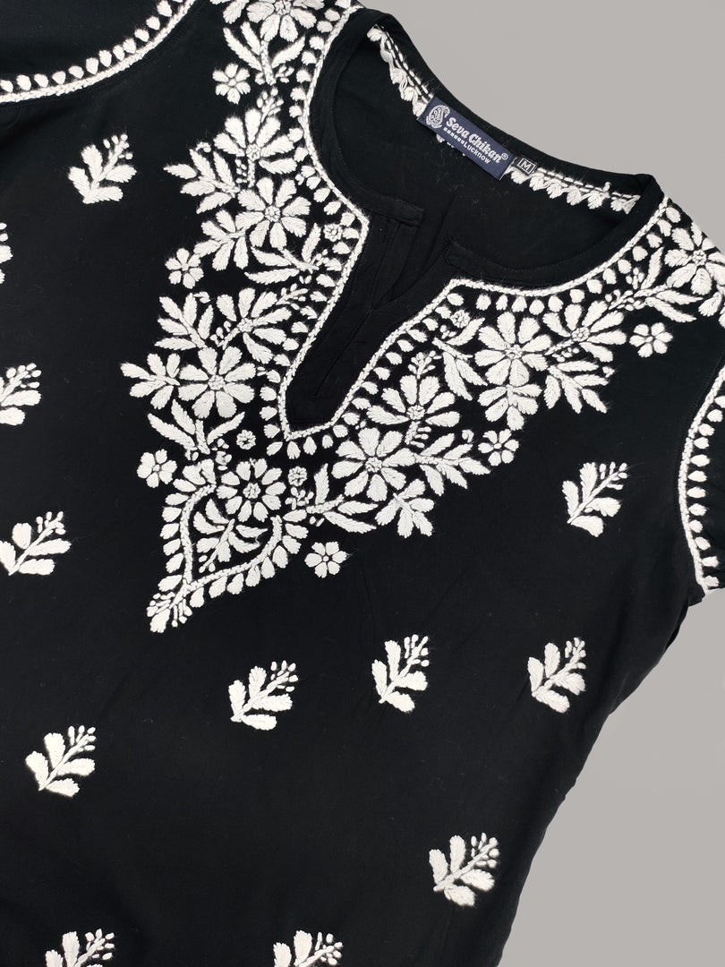 Seva Chikan Hand Embroidered Rayon Lucknowi Chikankari Top
