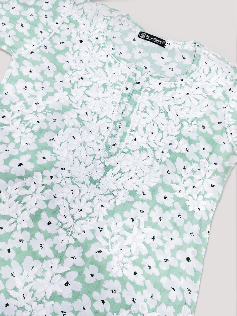 Seva Chikan Hand Embroidered Mal Mal Lucknowi Chikankari Kurta