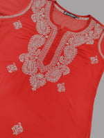 Load image into Gallery viewer, Seva Chikan Hand Embroidered Maroon Georgette Lucknowi Chikankari Kurta With Inner