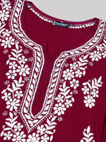Load image into Gallery viewer, Seva Chikan Hand Embroidered Lucknowi Chikankari Purple Rayon Kurta SCL4508