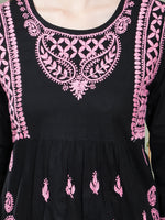Load image into Gallery viewer, Seva Chikan Hand Embroidered  Black Cotton Lucknowi Chikankari Top
