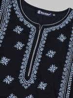 Load image into Gallery viewer, Seva Chikan Hand Embroidered Lucknowi Chikankari Black &amp; Grey Cotton Kurta SCL4769