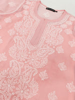 Load image into Gallery viewer, Seva Chikan Hand Embroidered Georgette Lucknowi Chikankari Kurta With Slip
