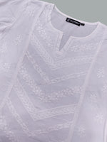 Load image into Gallery viewer, Seva Chikan Hand Embroidered White Cotton Lucknowi Chikan Top-SCL9235