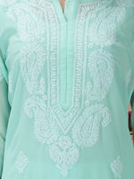 Load image into Gallery viewer, Seva Chikan Hand Embroidered  Georgette Lucknowi Chikankari kurta with Slip