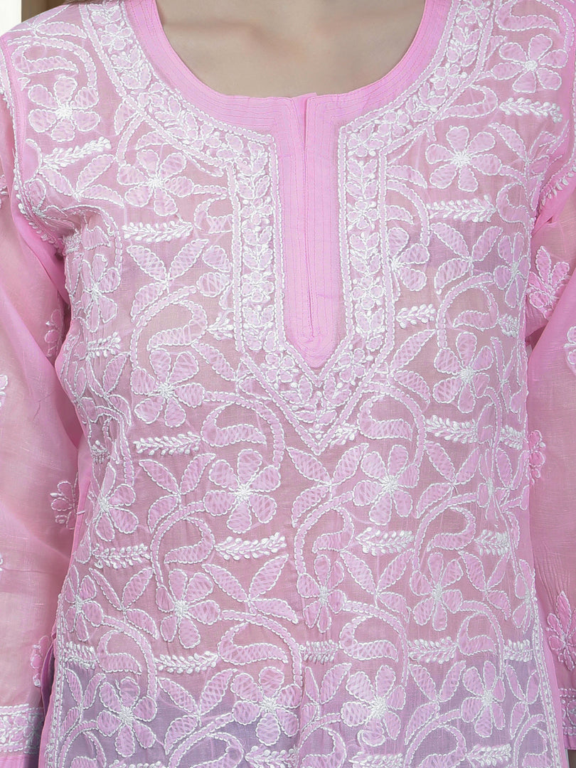 Seva Chikan Hand Embroidered Terivoil Cotton Lucknowi Chikan Top