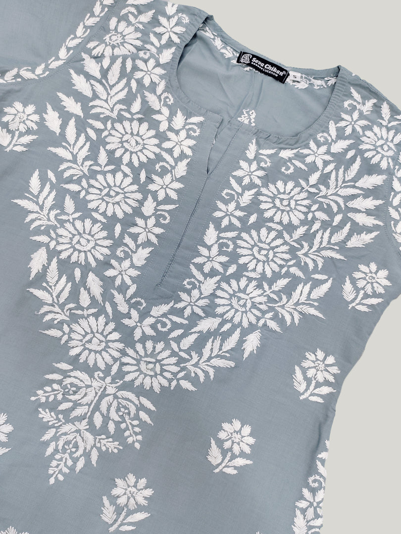 Seva Chikan Hand Embroidered Muslin Lucknowi Chikankari Kurta