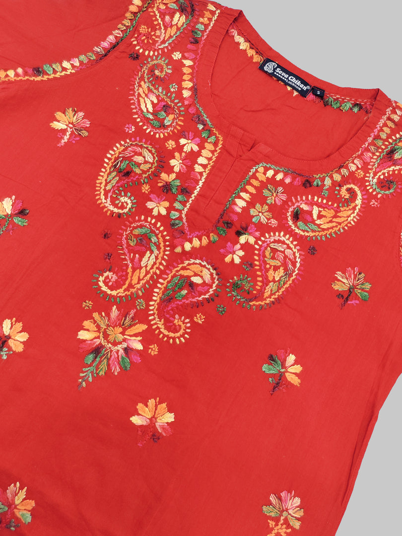 Seva Chikan Hand Embroidered Cotton Lucknowi Chikankari Top