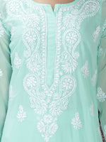 Load image into Gallery viewer, Seva Chikan Hand Embroidered Georgette Lucknowi Chikan Kurti With Slip