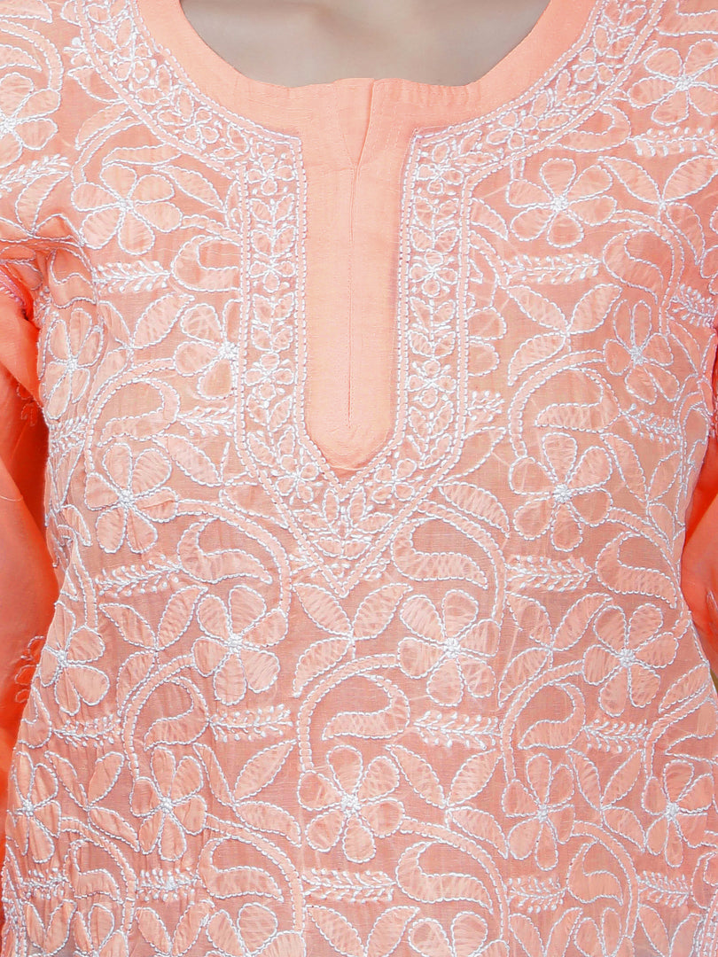 Seva Chikan Hand Embroidered Terivoil Cotton Lucknowi Chikan Top