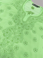 Load image into Gallery viewer, Seva Chikan Hand Embroidered  Georgette Lucknowi Chikan Top With Slip