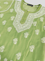 Load image into Gallery viewer, Seva Chikan Hand Embroidered Georgette Lucknowi Chikankari Top With Slip