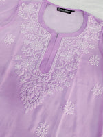Load image into Gallery viewer, Seva Chikan Hand Embroidered Georgette Lucknowi Chikankari Kurta With Slip