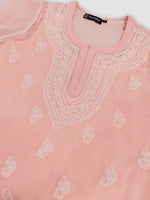 Load image into Gallery viewer, Seva Chikan Hand Embroidered Georgette Lucknowi Chikankari Top With Slip
