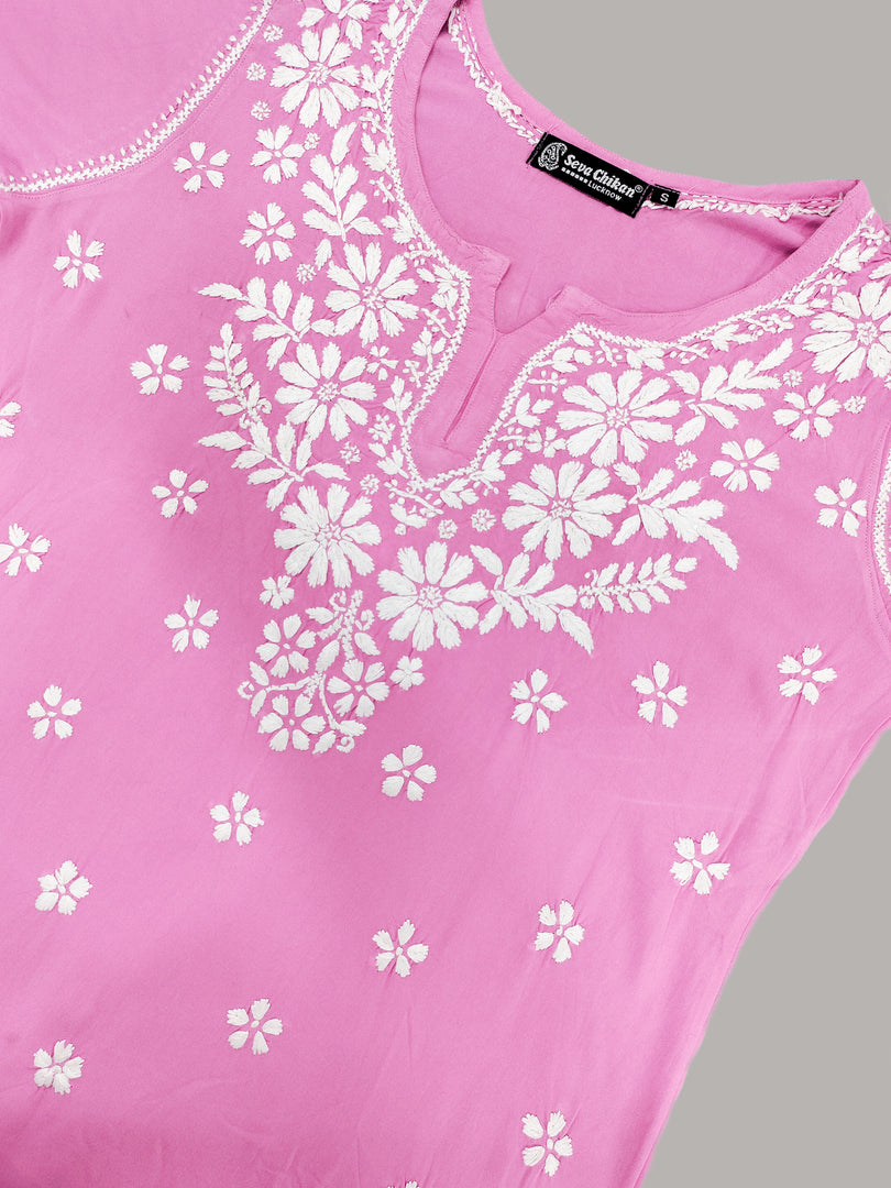 Seva Chikan Hand Embroidered Rayon Lucknowi Chikankari Top