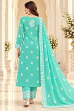 Load image into Gallery viewer, Seva Chikan Hand Embroidered Sea Green Georgette Lucknowi Chikankari Unstitched Suit Piece-SEV15042