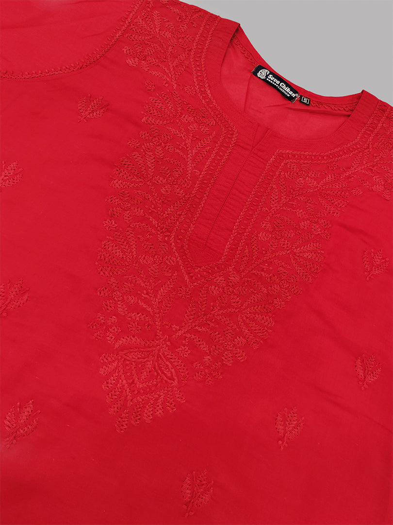 Seva Chikan Hand Embroidered Cotton Lucknowi Chikan Top