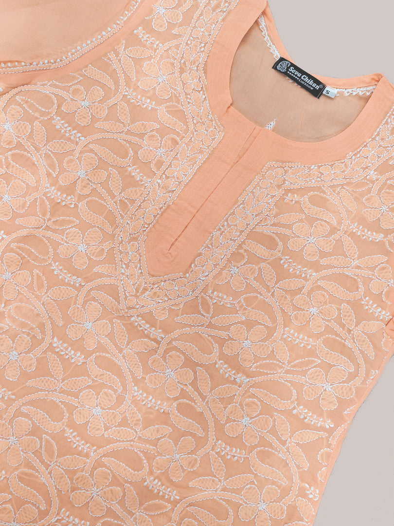 Seva Chikan Hand Embroidered Terivoil Cotton Lucknowi Chikan Top