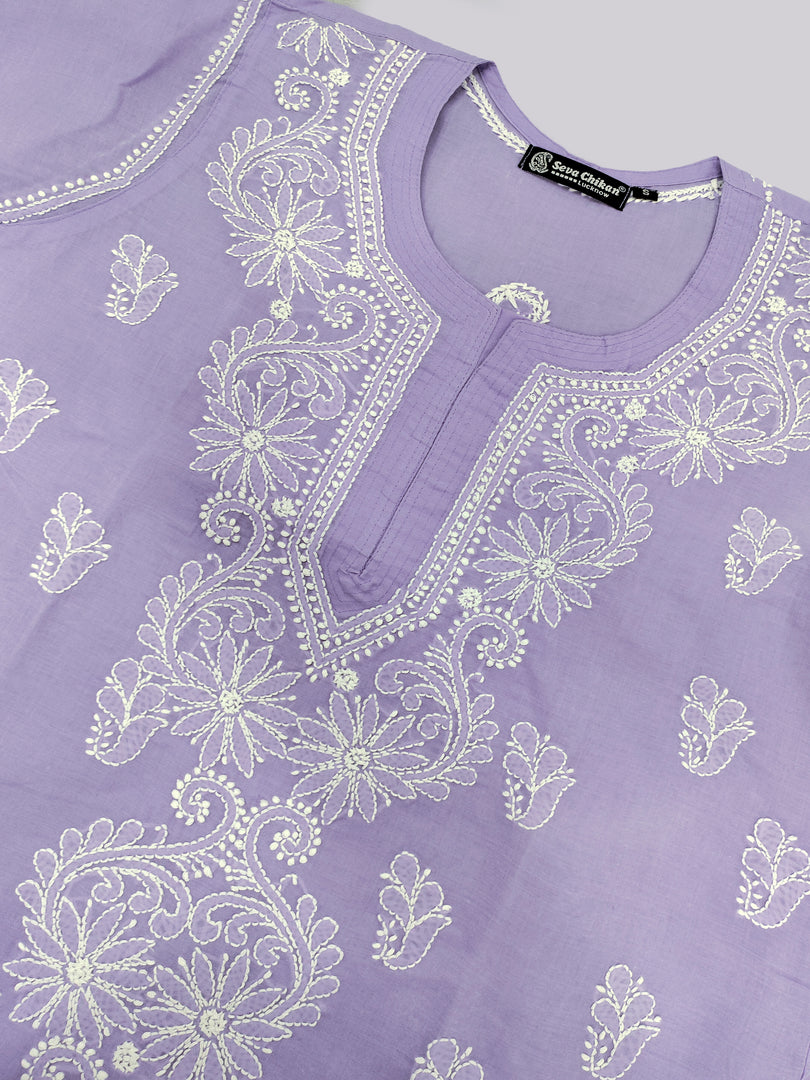 Seva Chikan Hand Embroidered Terivoil Cotton Lucknowi Chikankari Top