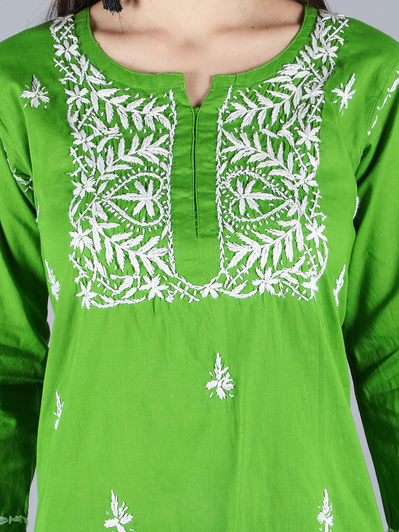 Seva Chikan Hand Embroidered  Cotton Lucknowi Chikan Top