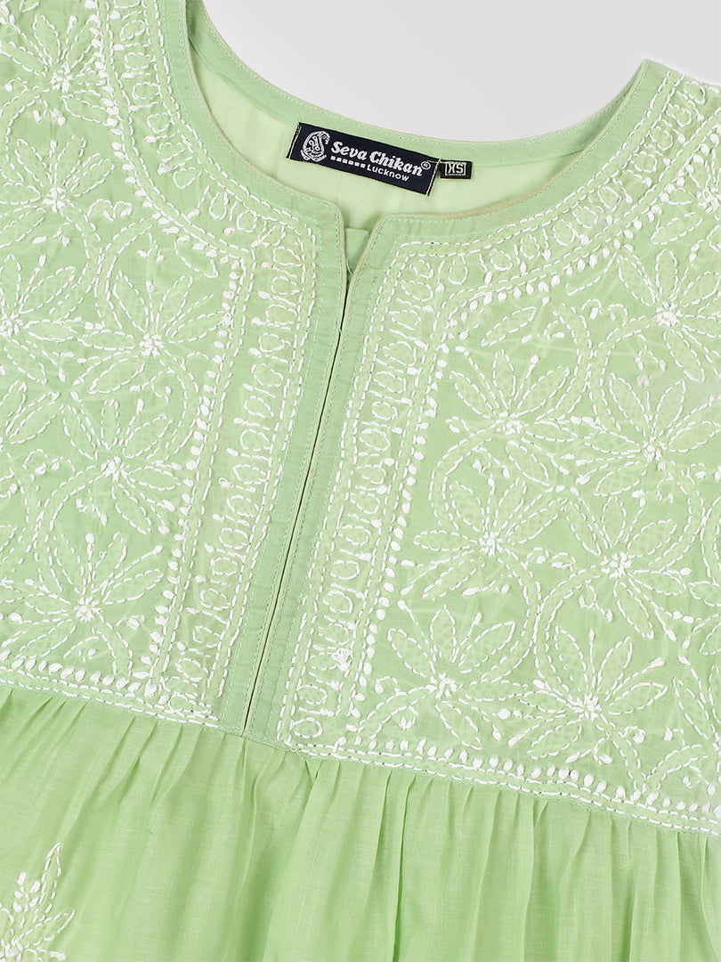 Seva Chikan Hand Embroidered Terivoil Cotton Lucknowi Chikan Top