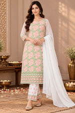 Load image into Gallery viewer, Seva Chikan Hand Embroidered White Terivoil Cotton Lucknowi Chikankari Unstitched Suit Piece-SEV15010