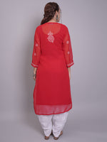 Load image into Gallery viewer, Seva Chikan Hand Embroidered Georgette Lucknowi Chikankari Kurta With Slip-SCL4679
