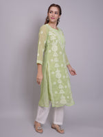 Load image into Gallery viewer, Seva Chikan Hand Embroidered Georgette Lucknowi Chikankari Kurta With Slip-SCL4679
