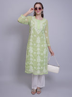 Load image into Gallery viewer, Seva Chikan Hand Embroidered Georgette Lucknowi Chikankari Kurta With Slip-SCL4679
