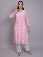 Load image into Gallery viewer, Seva Chikan Hand Embroidered Georgette Lucknowi Chikankari Kurta With Slip-SCL4679
