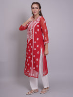 Load image into Gallery viewer, Seva Chikan Hand Embroidered Georgette Lucknowi Chikankari Kurta With Slip-SCL4685
