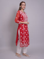 Load image into Gallery viewer, Seva Chikan Hand Embroidered Georgette Lucknowi Chikankari Kurta With Slip-SCL4685
