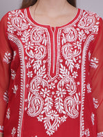 Load image into Gallery viewer, Seva Chikan Hand Embroidered Georgette Lucknowi Chikankari Kurta With Slip-SCL4685
