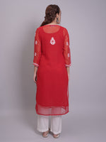 Load image into Gallery viewer, Seva Chikan Hand Embroidered Georgette Lucknowi Chikankari Kurta With Slip-SCL4685
