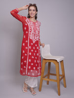 Load image into Gallery viewer, Seva Chikan Hand Embroidered Georgette Lucknowi Chikankari Kurta With Slip-SCL4685
