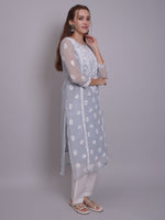 Load image into Gallery viewer, Seva Chikan Hand Embroidered Georgette Lucknowi Chikankari Kurta With Slip-SCL4685
