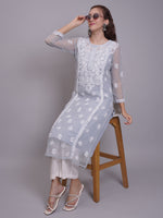 Load image into Gallery viewer, Seva Chikan Hand Embroidered Georgette Lucknowi Chikankari Kurta With Slip-SCL4685
